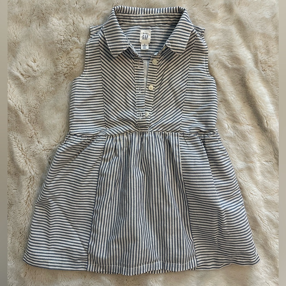 GAP Kids Blue and White Striped Dress